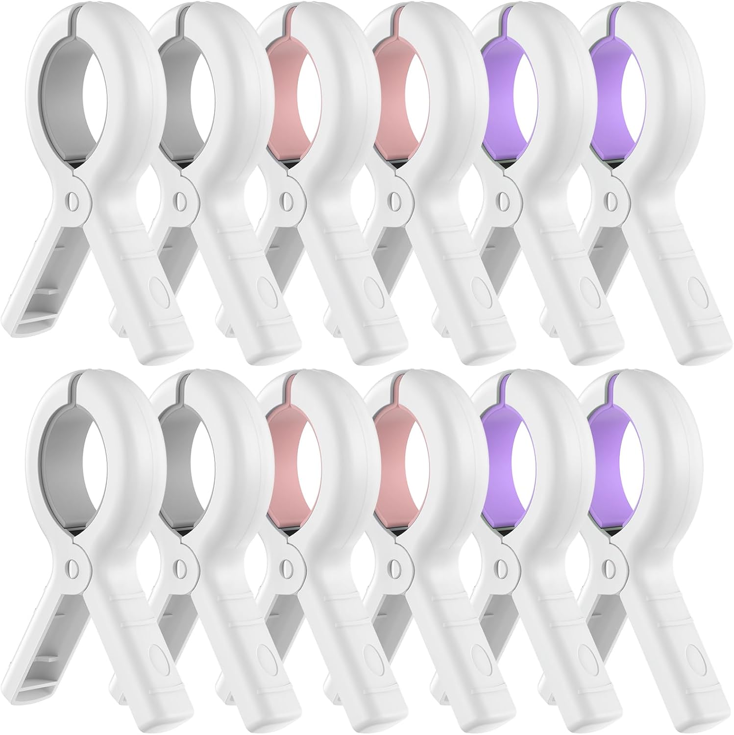 Senbowe 12 Pack Beach Towel Clips,Pool Chair Clips,Heavy Duty Plastic Clothes Pins,Quilt Drying Clips,Windproof Clothes Clips,Keep Your Towel,Clothes,Blankets to Dry on Clothesline and Hanging Rack