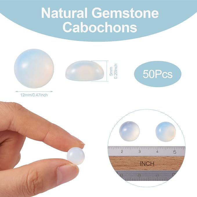 FASHEWELRY 50Pcs Synthetic Opalite Cabochons Flat Back Gemstone Cabochons 12mm - Image 2