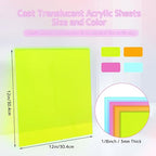 Adrattnay 4Pcs Acrylic Sheets Fluorescent Neon Colored Acrylic 12 x 12in | 1/8" - Image 2