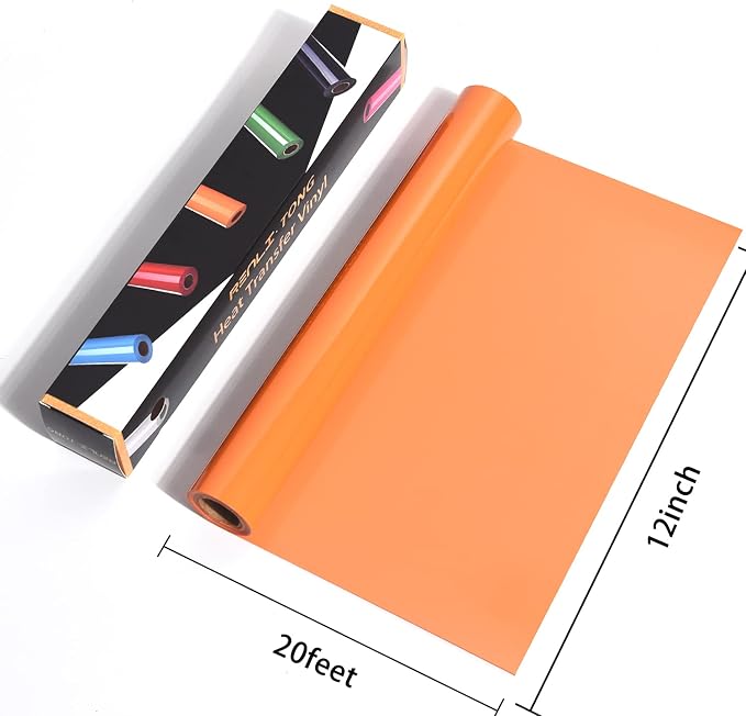 RENLITONG Orange Iron on Vinyl 12Inch by 20ft Roll Heat Transfer Vinyl - Image 3