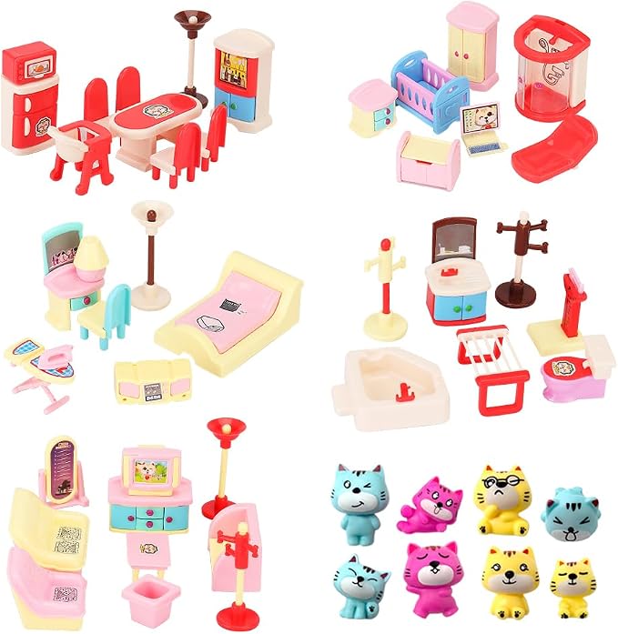 BananMelonBM 50 Pack Kids Little Dollhouse Furniture Toys House Big Dreams by BananMelonBM