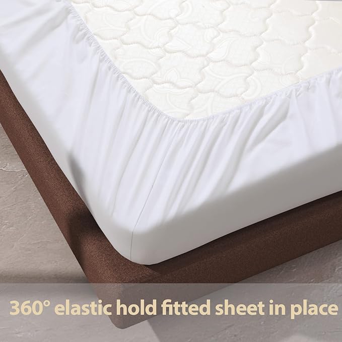 100% Egyptian Cotton Fitted Sheet King Size White, 600 Thread Count, 8-16" Deep - Image 6