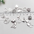 WOCRAFT 100 pcs Mix Antique Silver Heart Beads Charms - Image 6