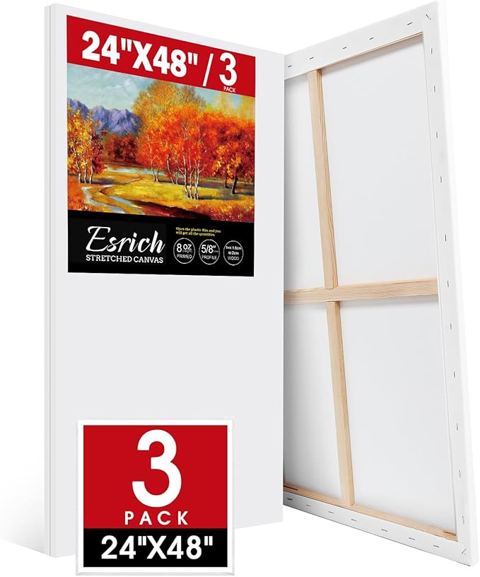 ESRICH Long Canvas for Painting 24x48 Inch, Primed Acid-Free Cotton Rectangular by ESRICH