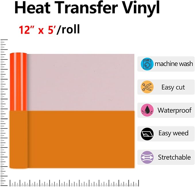 HTVVETUR Glow in The Dark HTV Heat Transfer Vinyl Roll 12 Inch by 5 Feet Iron - Image 3