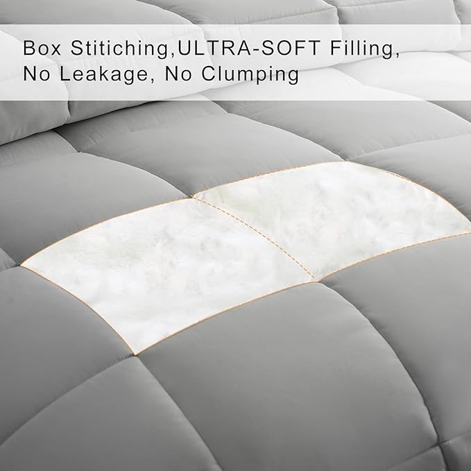 COHOME Premium Full Size Comforter, All-Season Quilted Down Alternative Duvet - Image 3