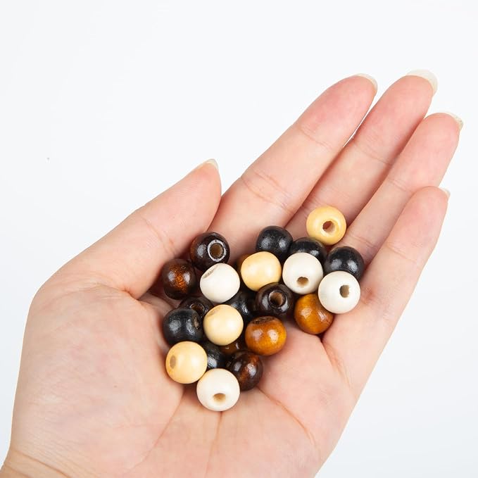 600pcs 10mm Wooden Beads for Jewelry Making, Large Hole Natural Wood Spacer - Image 7