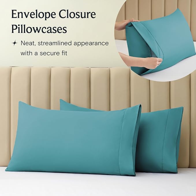 LuxClub 4 PC King Sheet Set, Deep Pockets Wrinkle Free Cooling Bed Sheets Hotel - Image 8