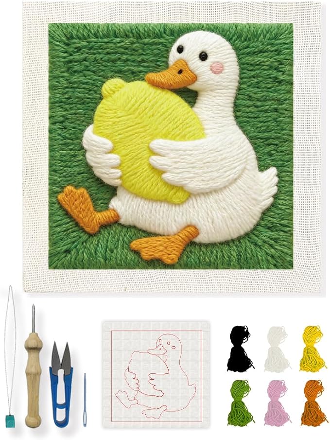 INFUNLY Goose Punch Needle Embroidery Kit 9.4x9.4 Inch DIY Punch Needle Kit by INFUNLY