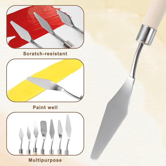 Pallet Knife for Acrylic Paint, 7 Pieces Palette Knife Set Stainless Steel - Image 3