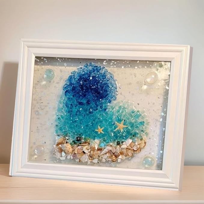Sea Glass Art Kit, Mosaic Glass Photo Frame Set 9.5x7.5 Inch, Handcraft Style - Image 7