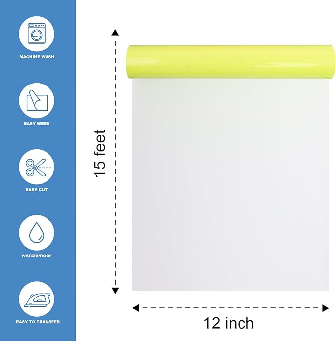 Neon Yellow Glitter Heat Transfer Vinyl 12" x 15 ft HTV - Image 2