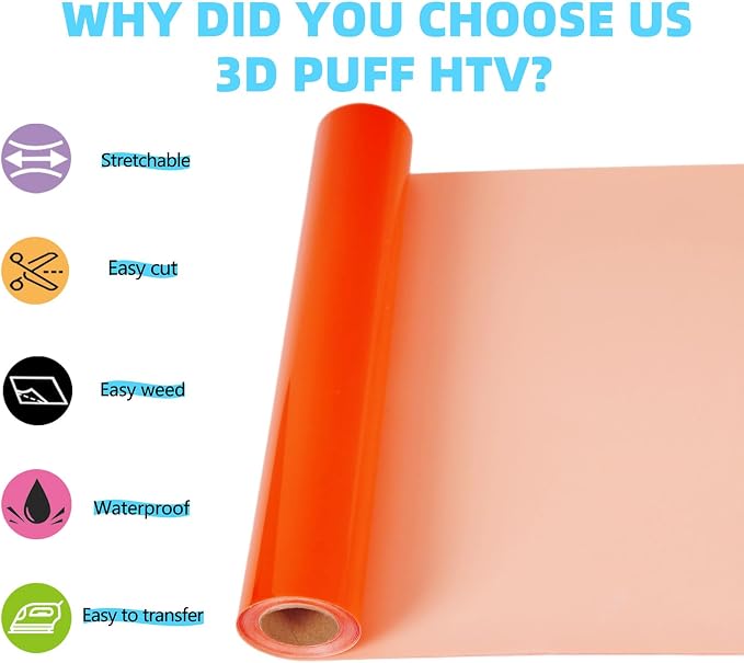 guangyintong Orange Puff Heat Transfer Vinyl HTV Rolls - Image 2