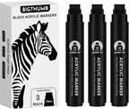 BIGTHUMB 3 Pcs Black Jumbo Permanent Markers: 15mm Wide Tip Thick Acrylic Paint by BIGTHUMB