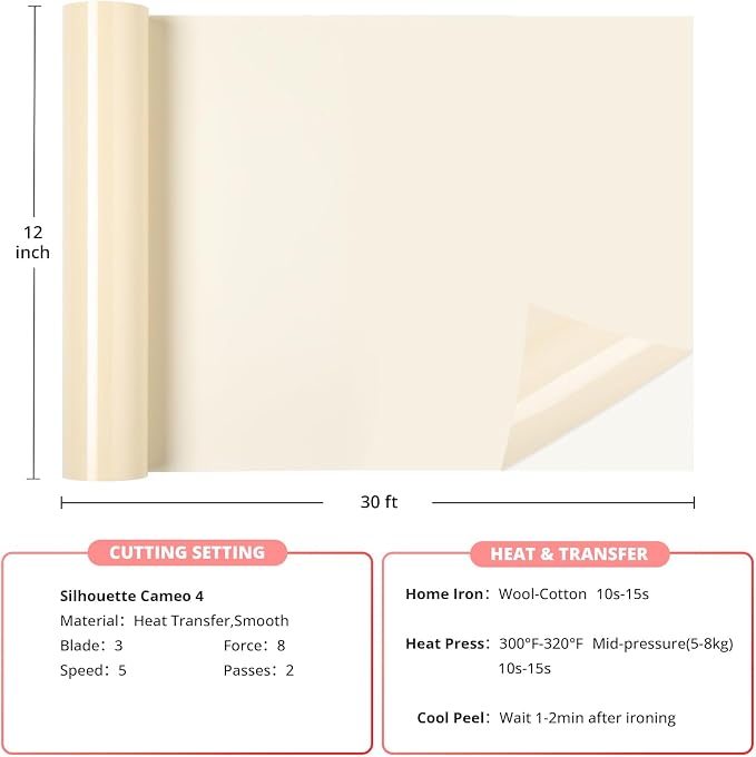 HTVRONT Beige Heat Transfer Vinyl Roll - Image 5