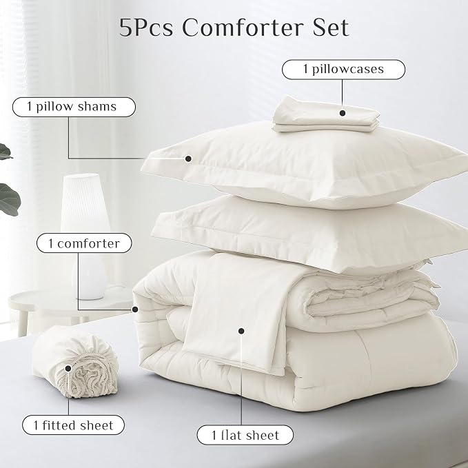 JOLLYVOGUE Twin XL Comforter Set, Ultra-Soft Bed in a Bag Twin XL Size 5 Pieces - Image 5