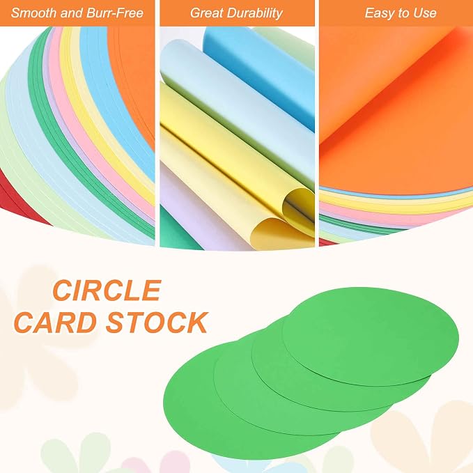 MECCANIXITY 24 Pcs Circle Card Stock, 9.8 Inch Round Cutouts Paper Thick - Image 3