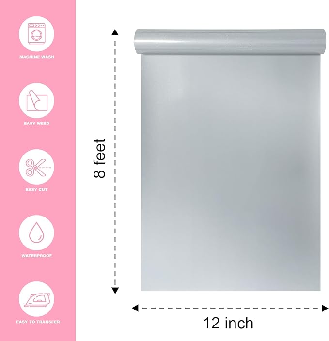 Reflective Heat Transfer Vinyl 12" x 8 ft HTV - Image 2