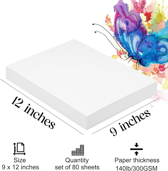 Watercolor Paper 9x12 inches 80 Sheets, Heavyweight Artist Paper 140lb/300GSM - Image 4