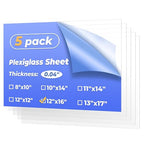 12×16" Plexiglass Sheets 5 Pack, 1mm Thick Transparent Acrylic Sheets, Cuttable by Unknown