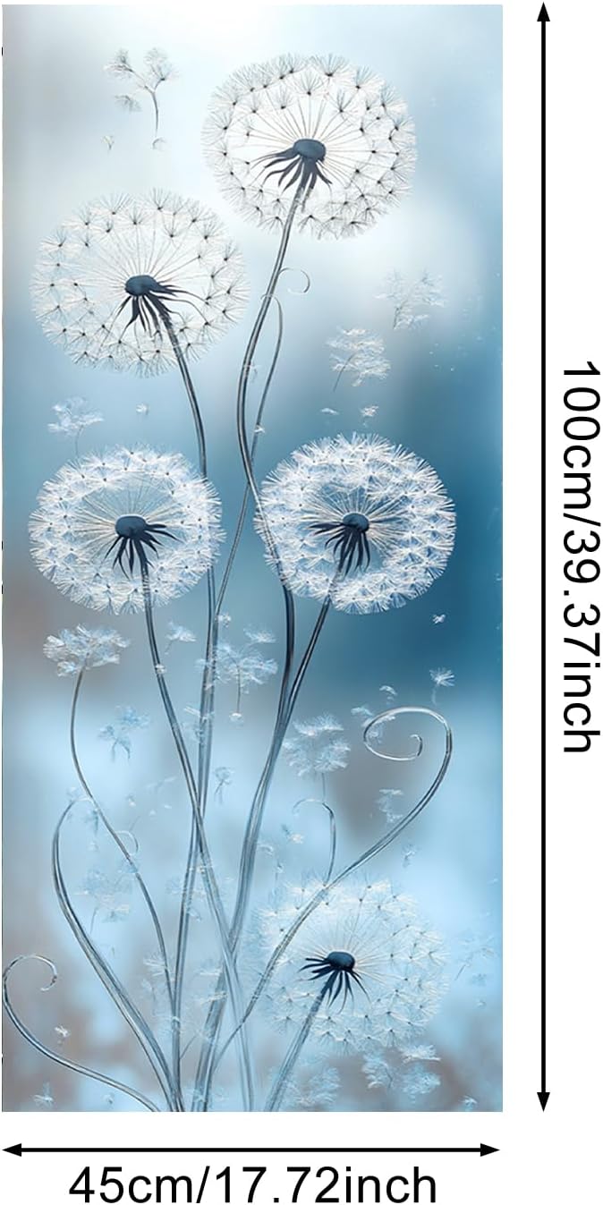 IVN Privacy Window Film Stained Glass Window Cling White Dandelion Design - Image 3