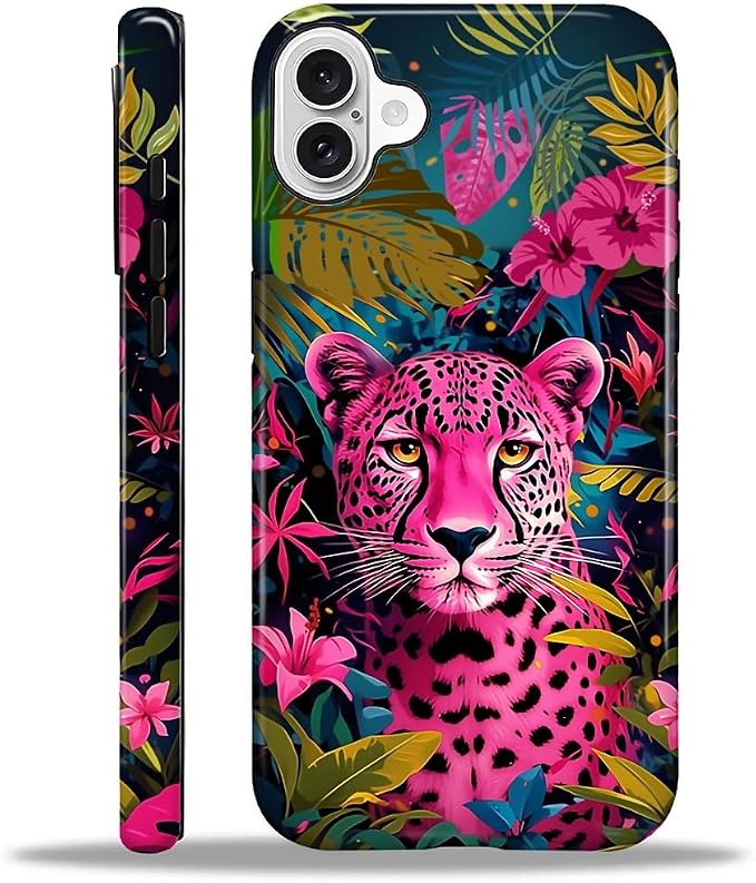 ZHEGAILIAN Case for iPhone 16, Panther Leopard Flower Durable Shockproof by Home