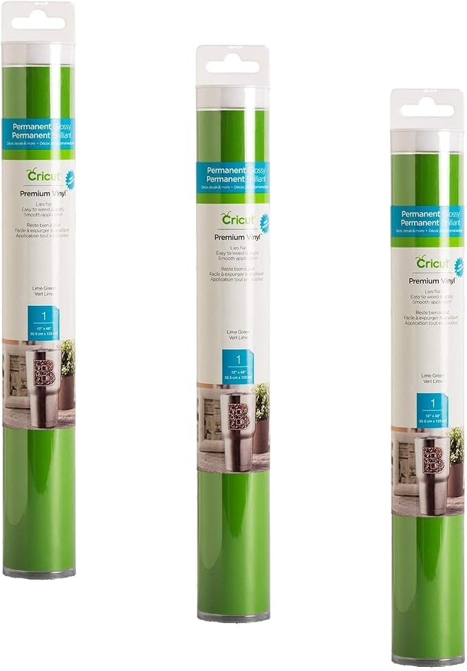 Cricut Premium Permanent Vinyl, Lime 3-Pack of 4ft Rolls by Cricut