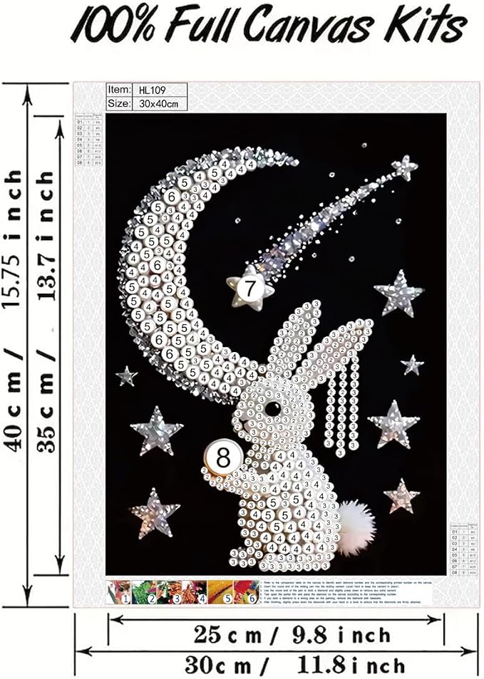 Rabbit Pearl Diamond Art Kits For Adults, Diamond Painting Kit, 12 X 16 Inch - Image 5