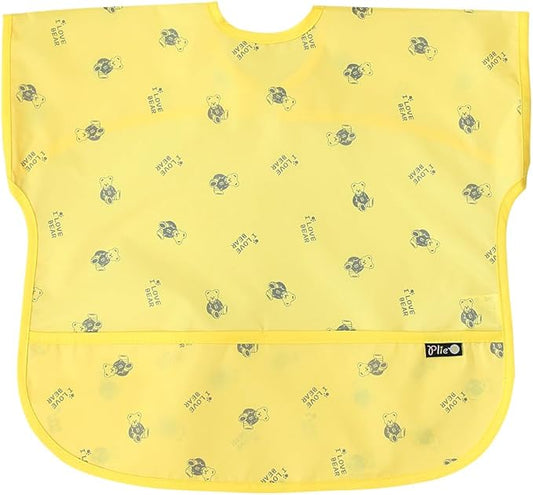 Short Sleeve Waterproof Bib for Toddlers – Feeding Apron for Mealtime, Daycare, Self-Feeding & Messy Play, Baby Bib