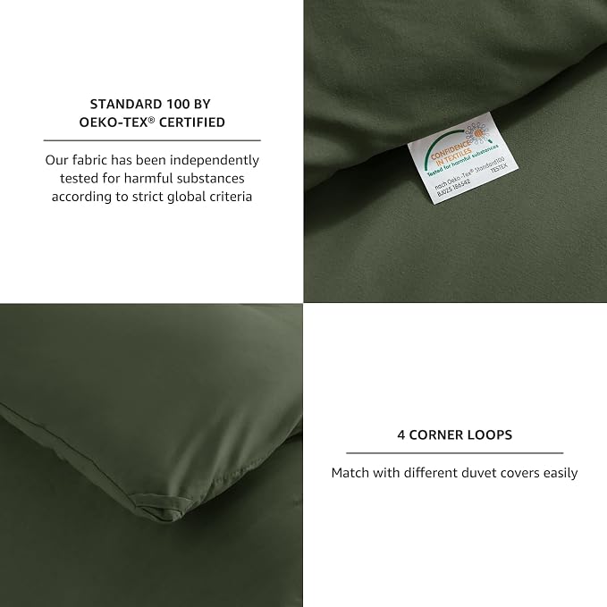 CozyLux King Size Comforter Set Dark Green, 3 Pieces Solid Comforters King Size - Image 4