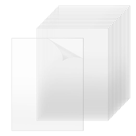 TKOnline 20 PCS Plexiglass Sheets, 8.5" x 11" x 0.01 Clear PET Sheet Panels by TKOnline