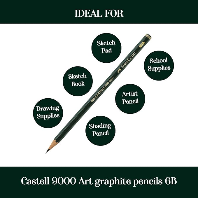 Faber-Castell pencils, Castell 9000 Artist graphite 6B pencils - Image 5