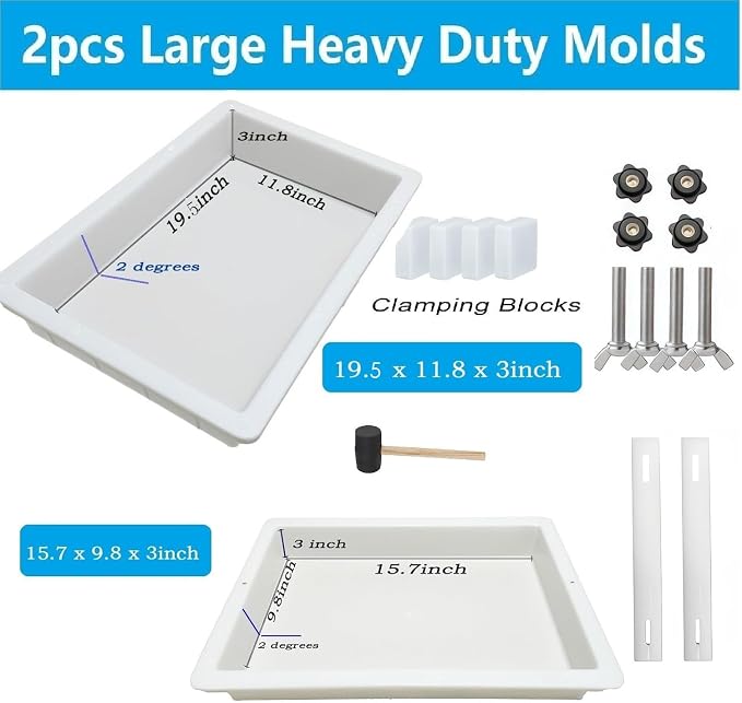 2Pcs Large Epoxy Mold with Clamping System 19.5x11x3 inch 15.8x9x3 inch - Image 2