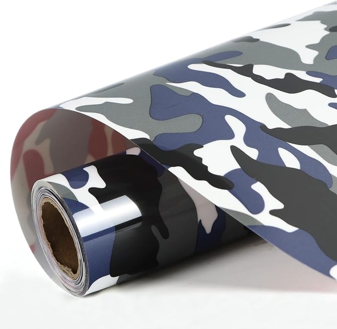 FUNKAKA Camo Army Grey HTV Heat Transfer Vinyl Rolls, Stretchy PU HTV Vinyl by FUNKAKA