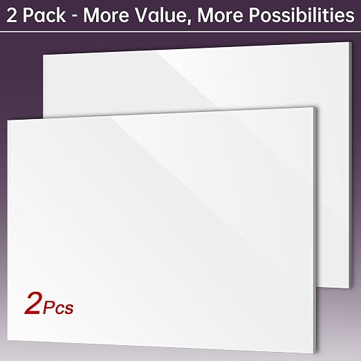 White Acrylic Sheet 12" x 16" x 1/8", 2 Pack ALCCIFI 38% Translucent Glossy - Image 2