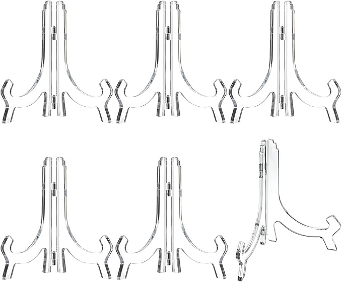 HESTYA 6 Pack 7 Inch Clear Acrylic Easel Stand Display Stand Plate Holder by Hestya