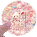 60 Pcs Clear PET Pink Coquette Aesthetic Stickers - Image 5