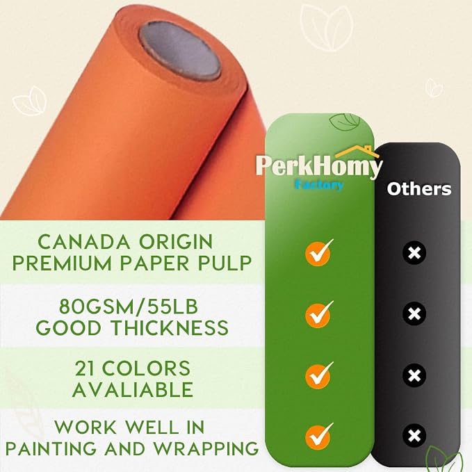 PerkHomy OrangeRed Kraft Paper Roll 48" x 1 - Image 3