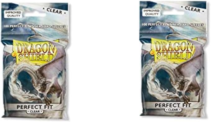 2 Packs Dragon Shield Inner Sleeve Clear Standard Size 100 ct Card Sleeves by DragonShield