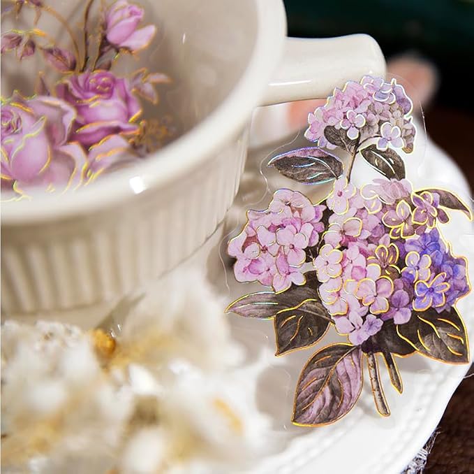 80Pcs Natural Flower Stickers for Scrapbooking, Self-Adhesive Transparent - Image 6