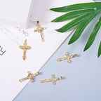 Cheriswelry 8Pcs Cubic Zirconia Cross Charms Real 16K Gold Plated CZ Micro Pave - Image 6