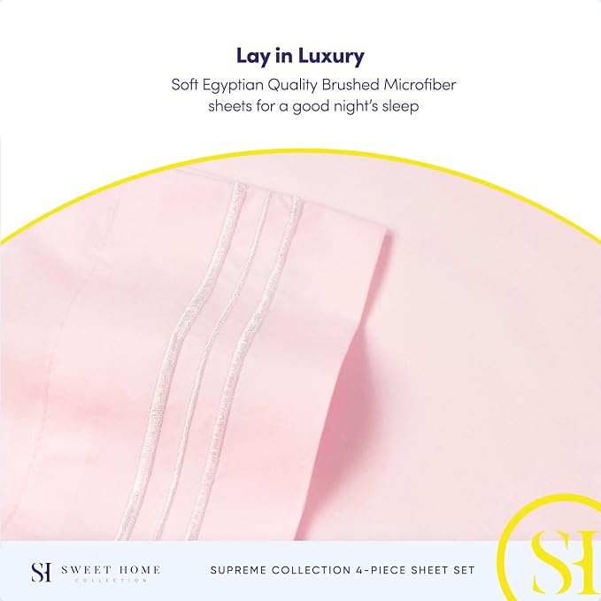 1800 Thread Count Sheet Set – Soft Egyptian Quality Brushed Microfiber Sheets – - Image 6