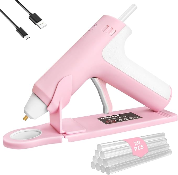 4V Cordless Hot Glue Gun with 20 Glue Sticks, 25s Fast Preheating, 2000mAh by DOMINOX