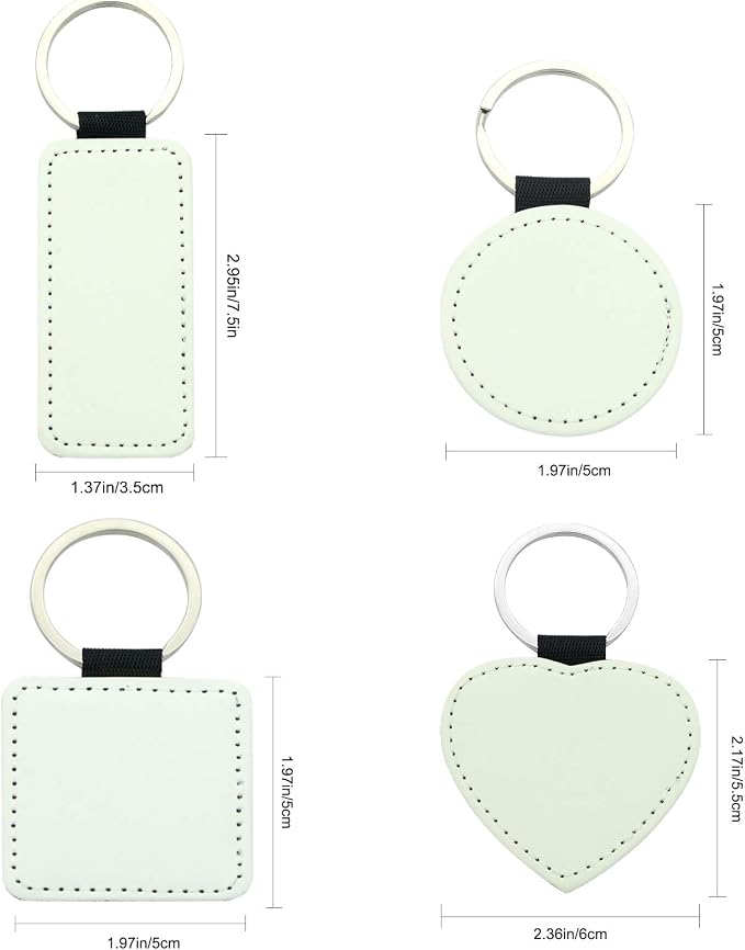 12 Pcs Sublimation Blank Keychains, PU Leather White Keychains Ornament Pendants - Image 2