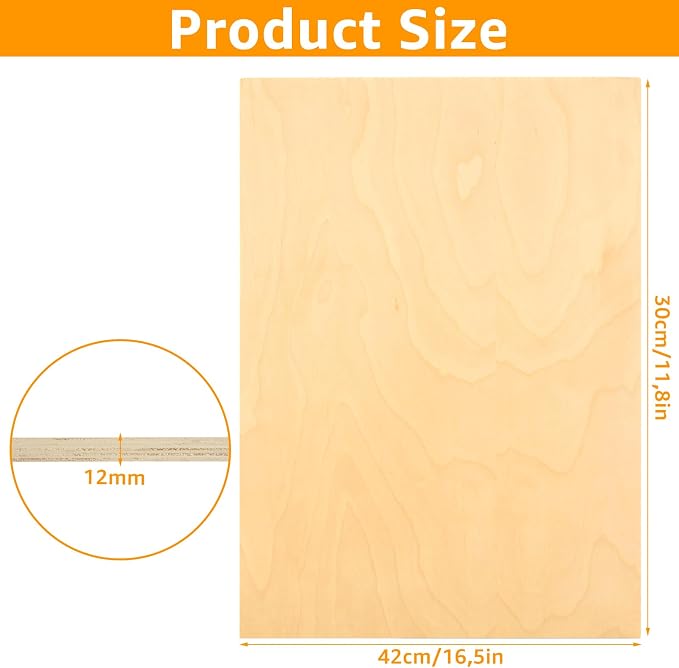 3Pcs Baltic Birch Plywood Sheets 12 x 16x 1/2 Inch-12mm Unfinished Plywood - Image 2