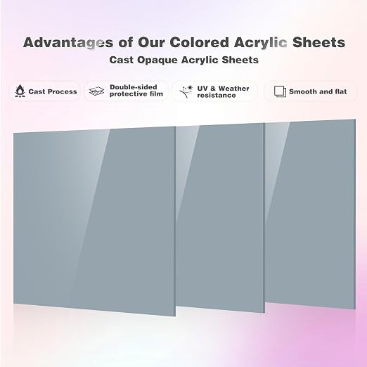 Adrattnay Gray Acrylic Sheets 1/8" Thick, - Image 3