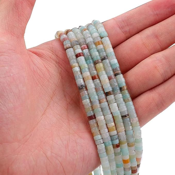 152pcs 4x2mm Natural Amazonite Heishi Disc Rondelle Spacer Stone Semi Precious - Image 3