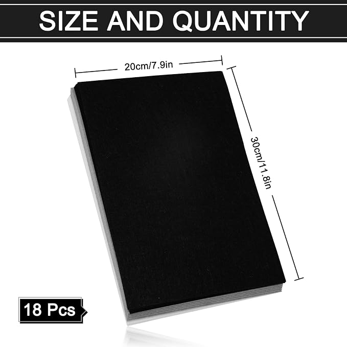 Whaline 18Pcs Felt Fabric Sheets Soft Thick Assorted Black Grey White Craft - Image 2