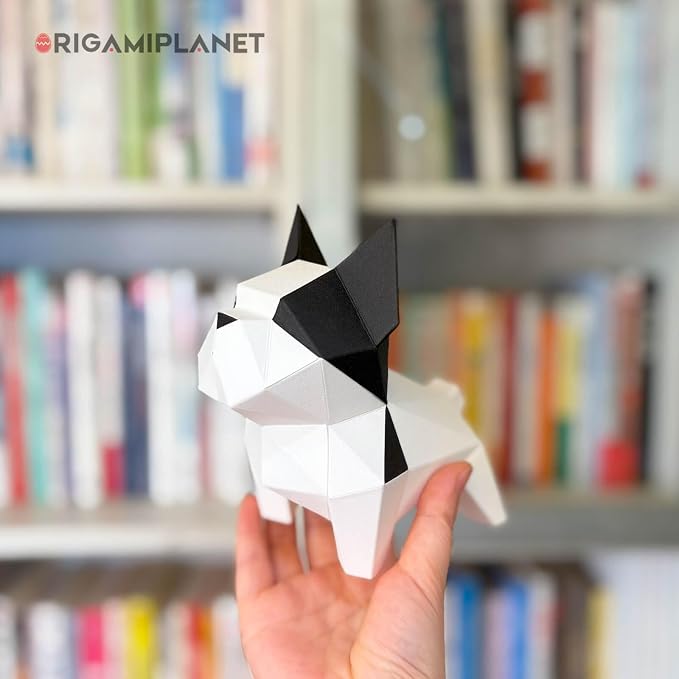 Bulldog 3D Origami Paper Craft Kit, Easy DIY Pre-Cut Puppies Paper Sculpture - Image 2