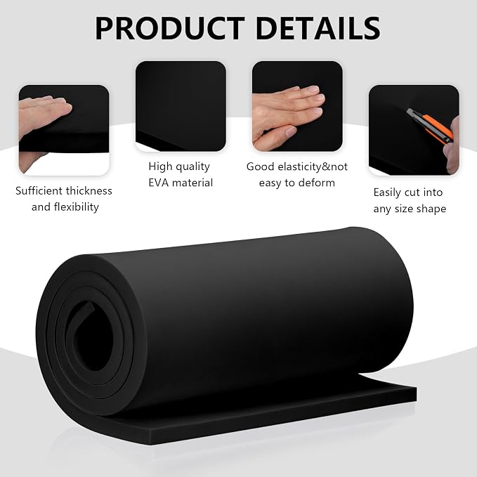 20mm Thick Black Eva Foam Cosplay Sheets roll, 13.9" x 39" Premium eva Craft - Image 4